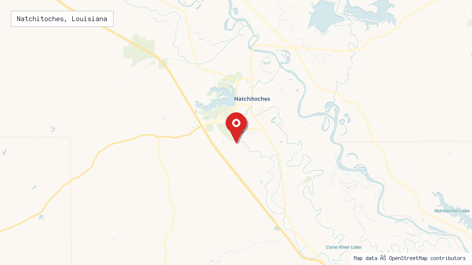 Street map of Natchitoches, Louisiana with location pin