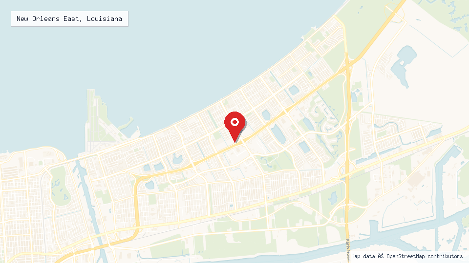 Street map of New Orleans East, Louisiana with location pin