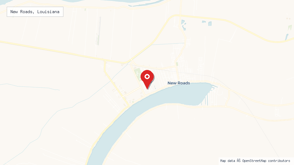 Street map of New Roads, Louisiana with location pin