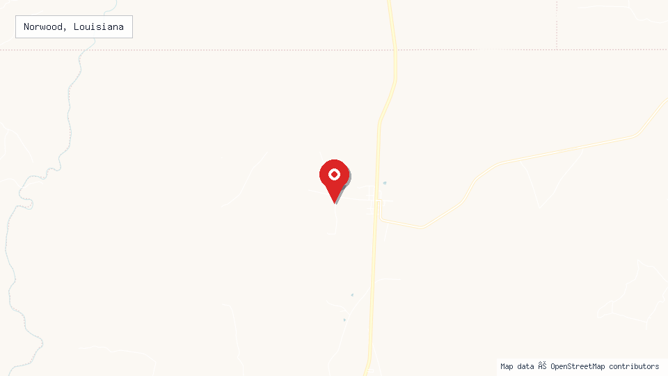 Street map of Norwood, Louisiana with location pin