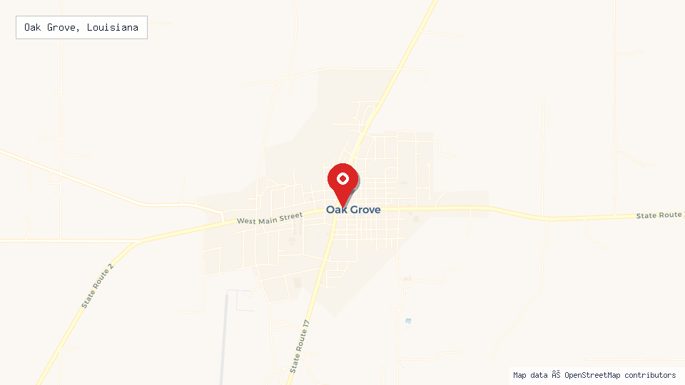 Street map of Oak Grove, Louisiana with location pin