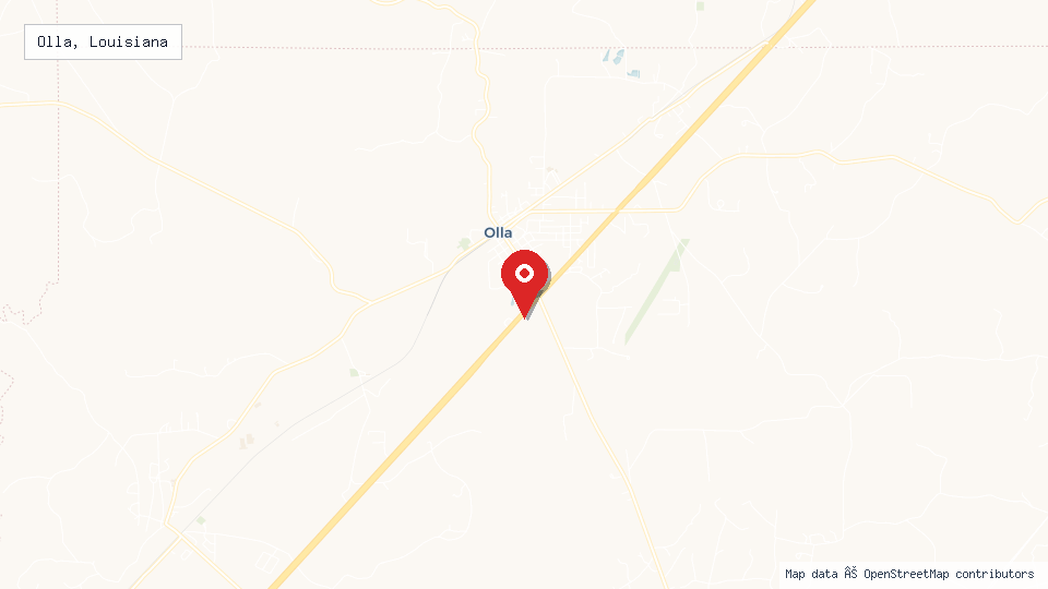 Street map of Olla, Louisiana with location pin