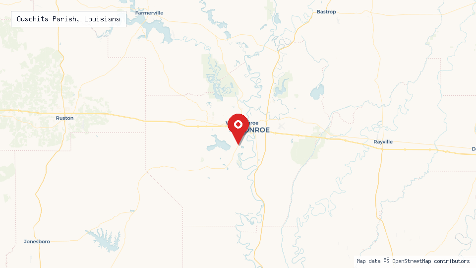 Street map of Ouachita Parish, Louisiana with location pin