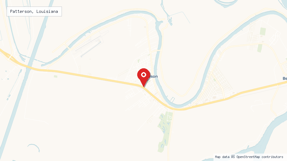 Street map of Patterson, Louisiana with location pin