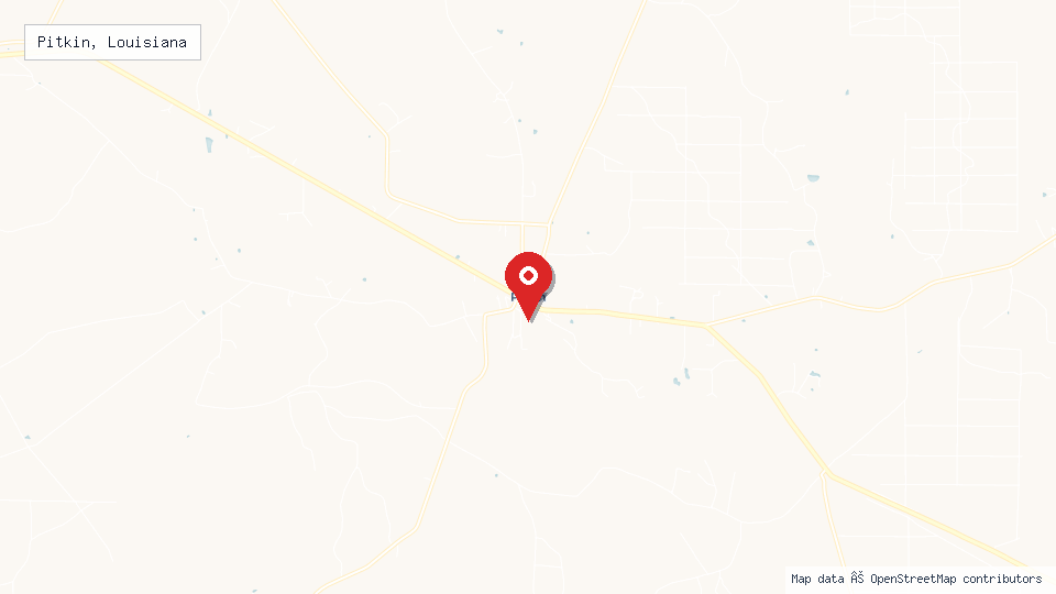 Street map of Pitkin, Louisiana with location pin