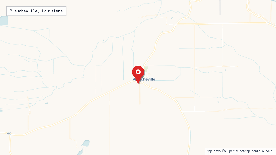 Street map of Plaucheville, Louisiana with location pin