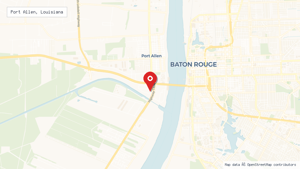 Street map of Port Allen, Louisiana with location pin
