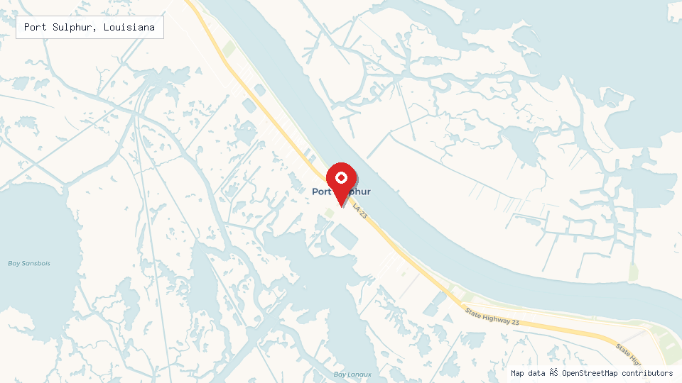 Street map of Port Sulphur, Louisiana with location pin