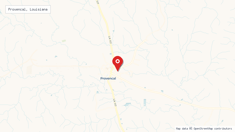 Street map of Provencal, Louisiana with location pin