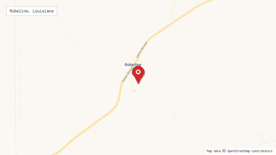 Street map of Robeline, Louisiana with location pin