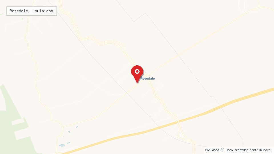 Street map of Rosedale, Louisiana with location pin