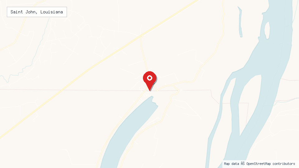 Street map of Saint John, Louisiana with location pin