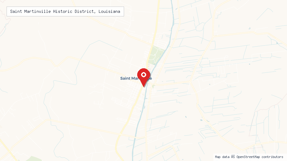 Street map of Saint Martinville Historic District, Louisiana with location pin