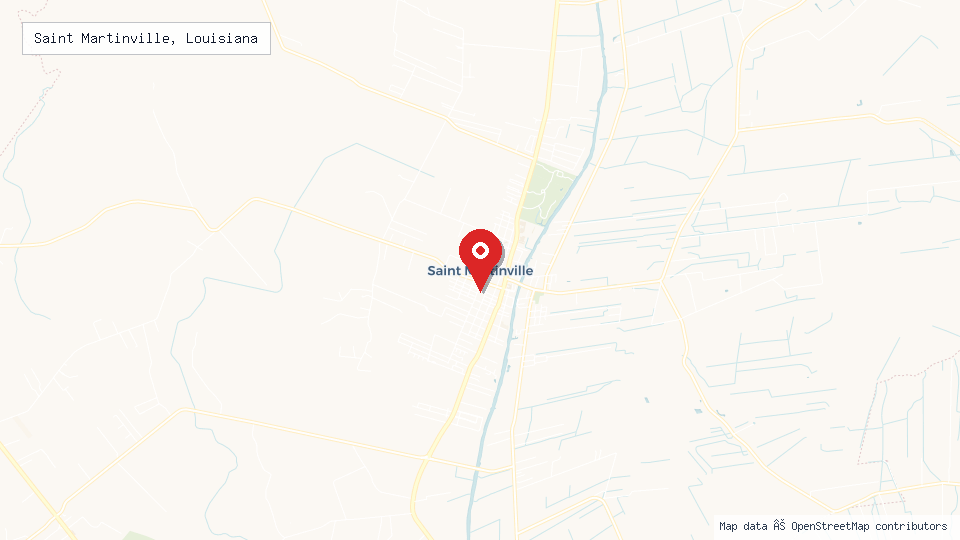 Street map of Saint Martinville, Louisiana with location pin