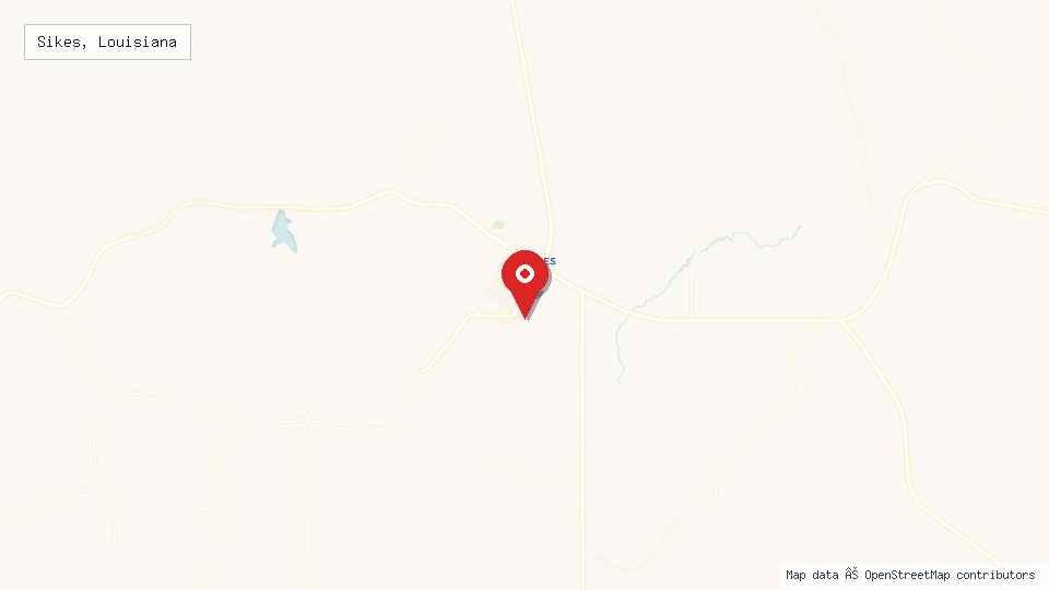 Street map of Sikes, Louisiana with location pin