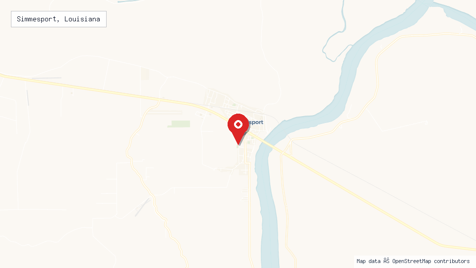 Street map of Simmesport, Louisiana with location pin