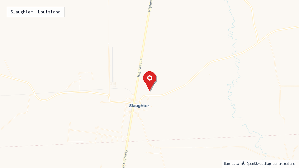 Street map of Slaughter, Louisiana with location pin