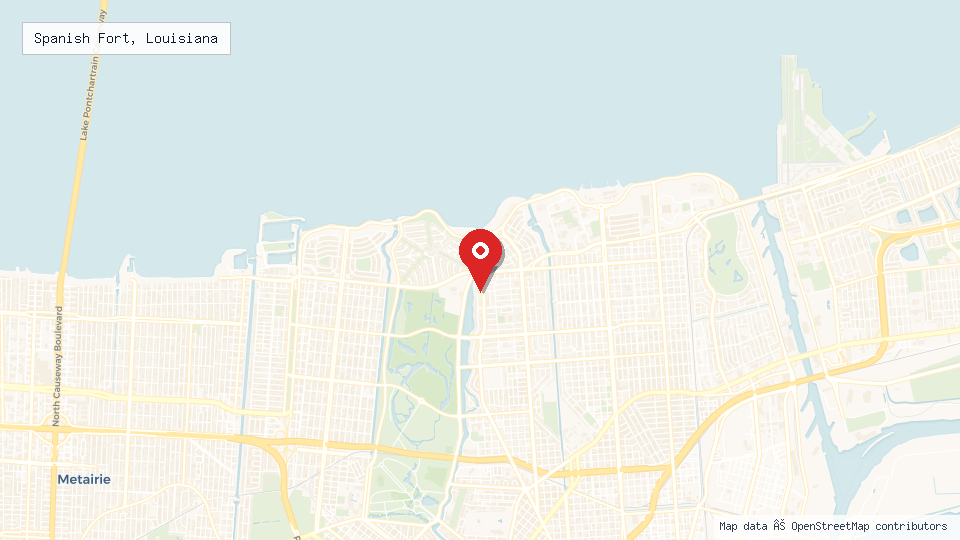 Street map of Spanish Fort, Louisiana with location pin