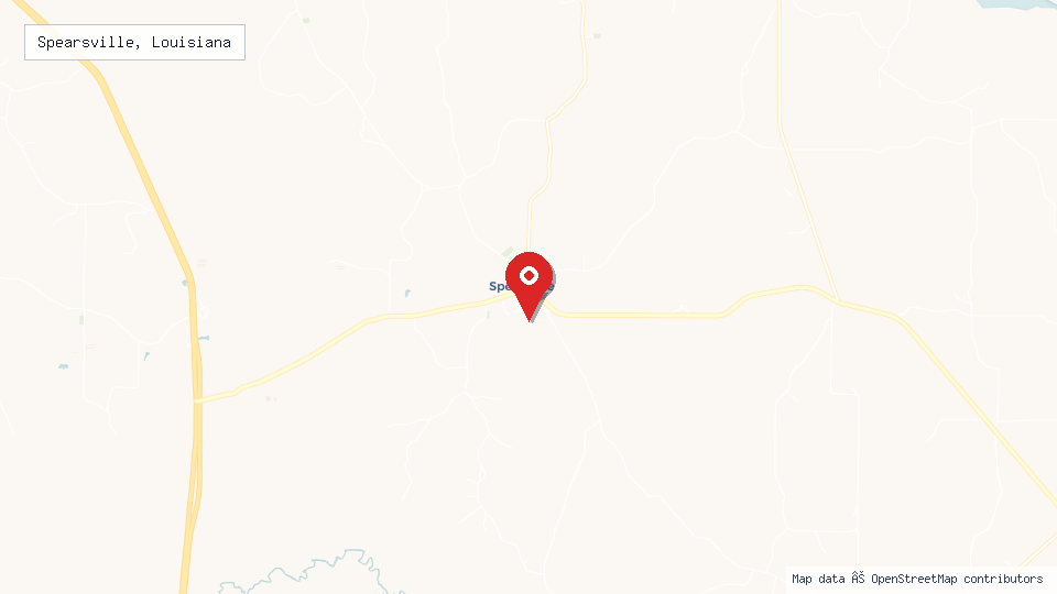 Street map of Spearsville, Louisiana with location pin