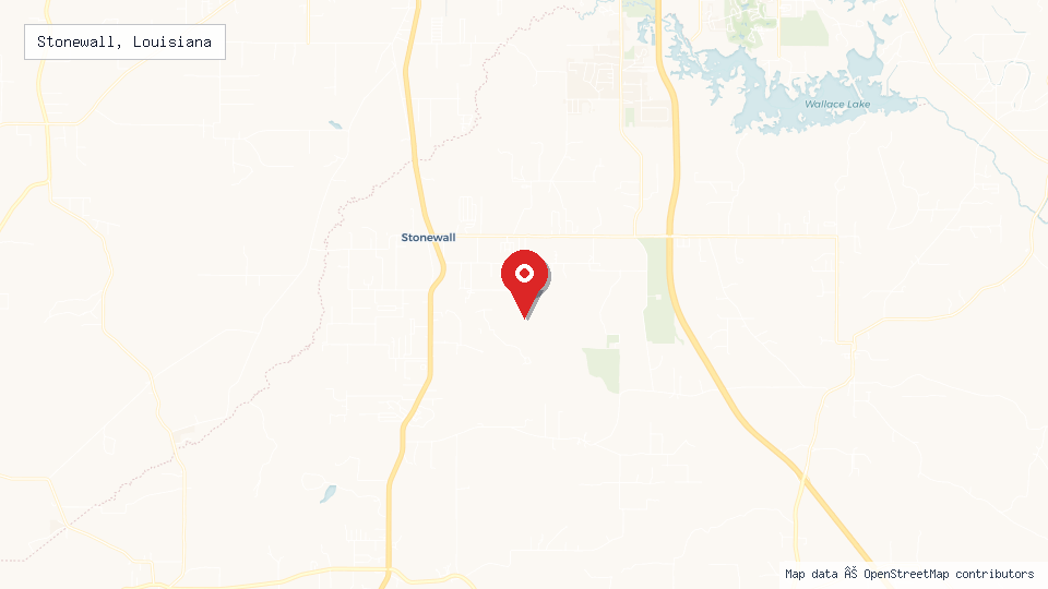 Street map of Stonewall, Louisiana with location pin