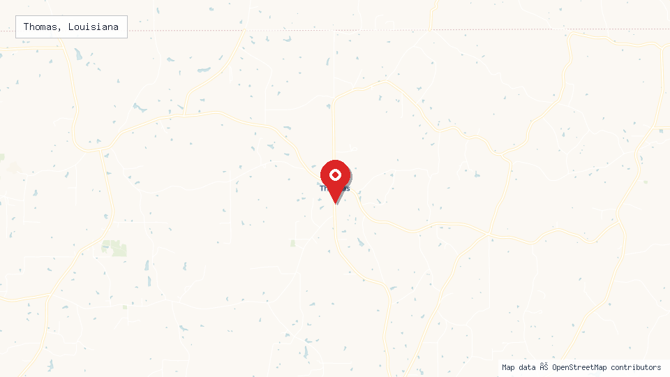 Street map of Thomas, Louisiana with location pin
