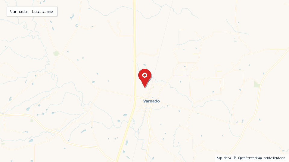Street map of Varnado, Louisiana with location pin