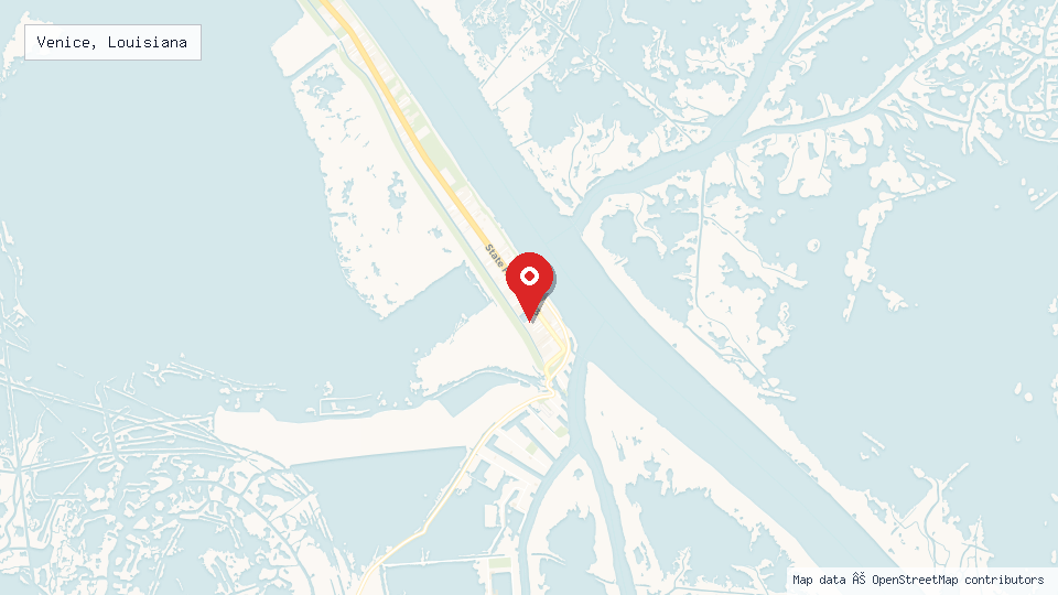 Street map of Venice, Louisiana with location pin