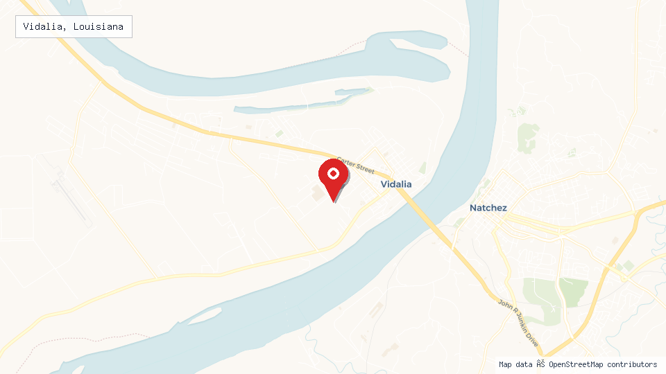 Street map of Vidalia, Louisiana with location pin