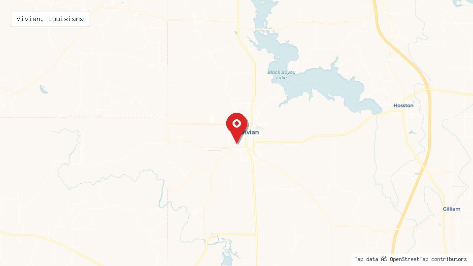 Street map of Vivian, Louisiana with location pin