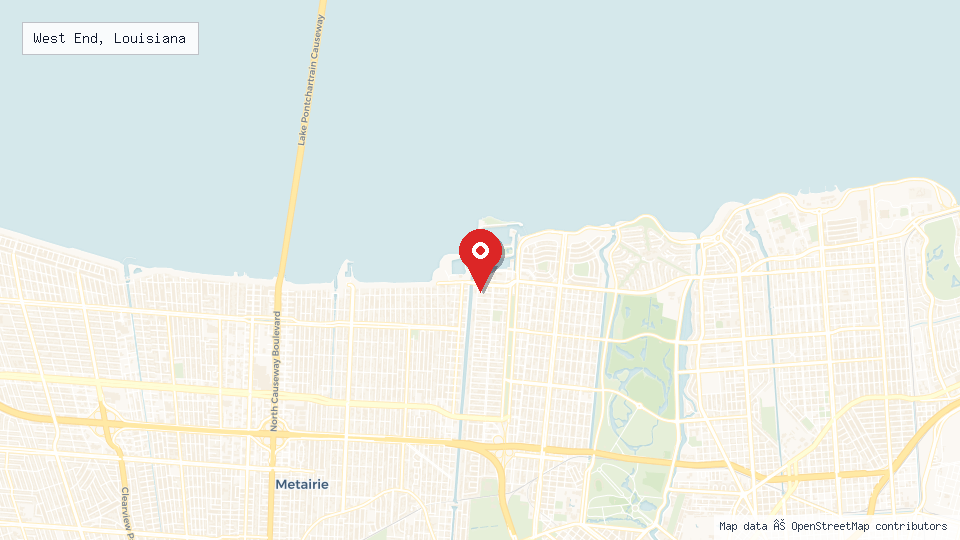 Street map of West End, Louisiana with location pin