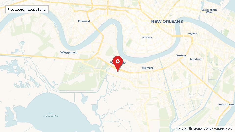 Street map of Westwego, Louisiana with location pin
