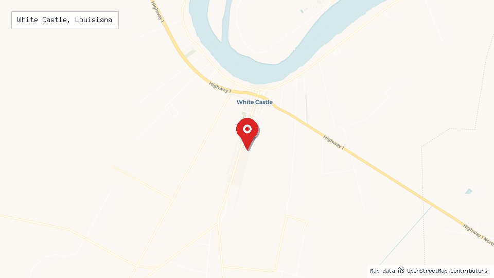 Street map of White Castle, Louisiana with location pin