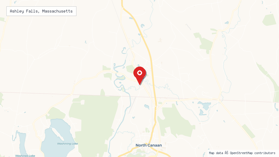 Street map of Ashley Falls, Massachusetts with location pin