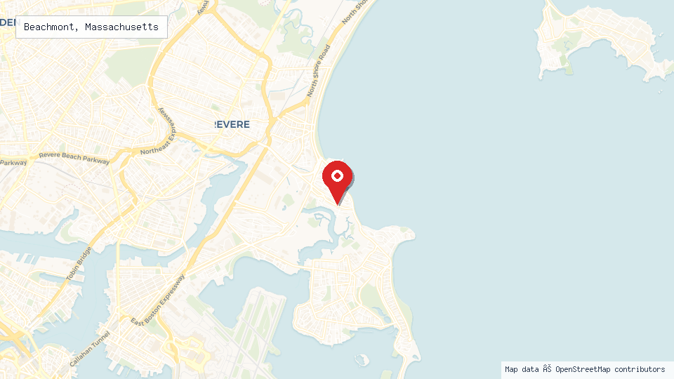 Street map of Beachmont, Massachusetts with location pin
