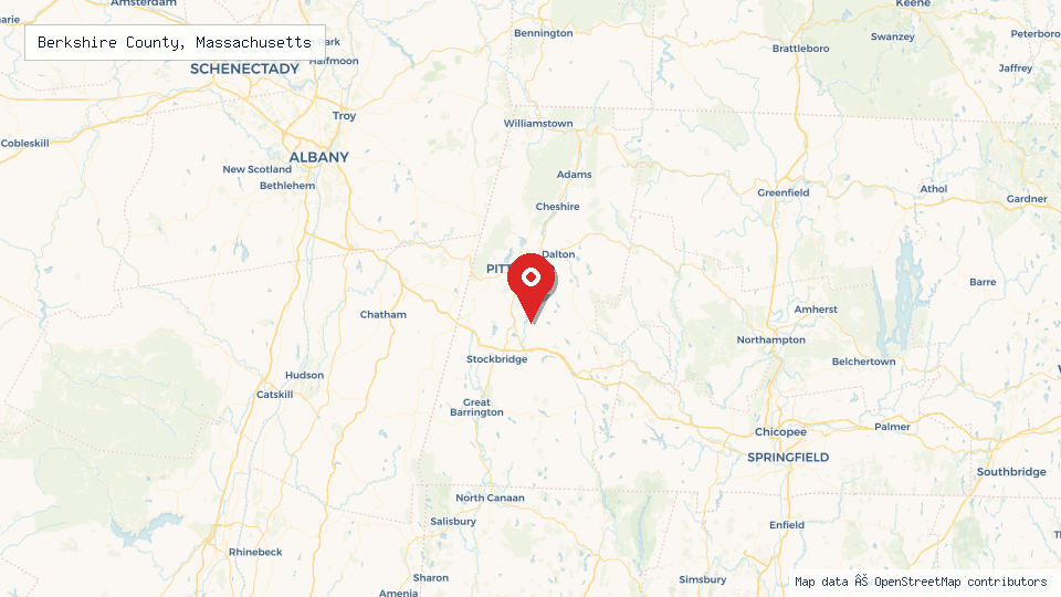 Street map of Berkshire County, Massachusetts with location pin