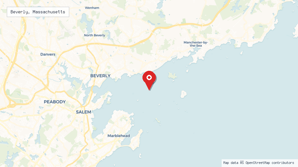 Street map of Beverly, Massachusetts with location pin
