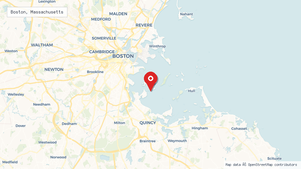 Street map of Boston, Massachusetts with location pin