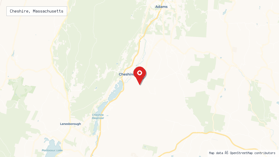 Street map of Cheshire, Massachusetts with location pin