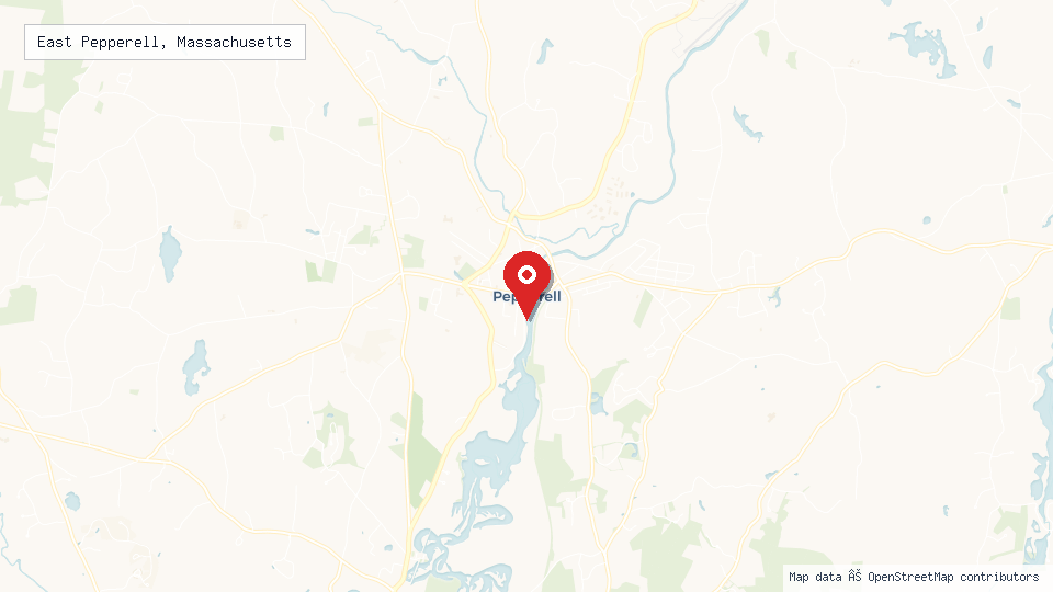 Street map of East Pepperell, Massachusetts with location pin