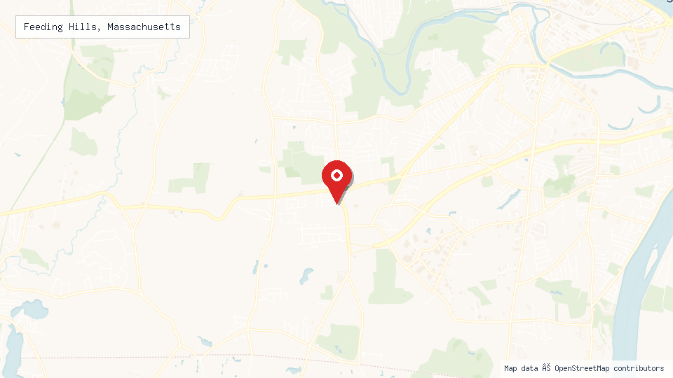 Street map of Feeding Hills, Massachusetts with location pin