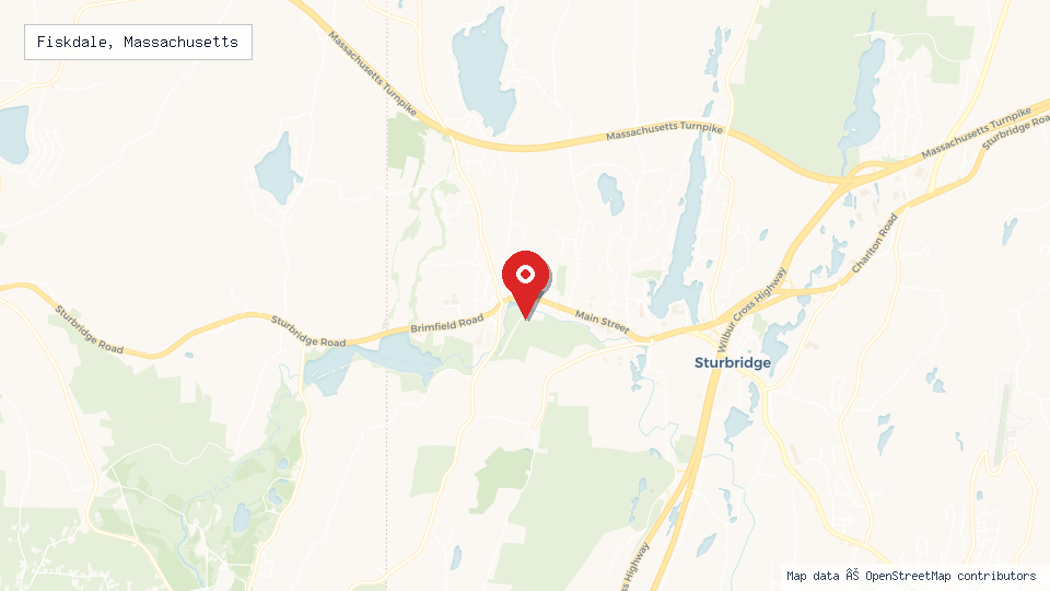 Street map of Fiskdale, Massachusetts with location pin