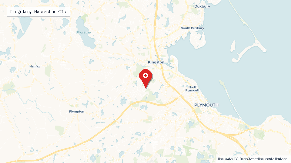 Street map of Kingston, Massachusetts with location pin