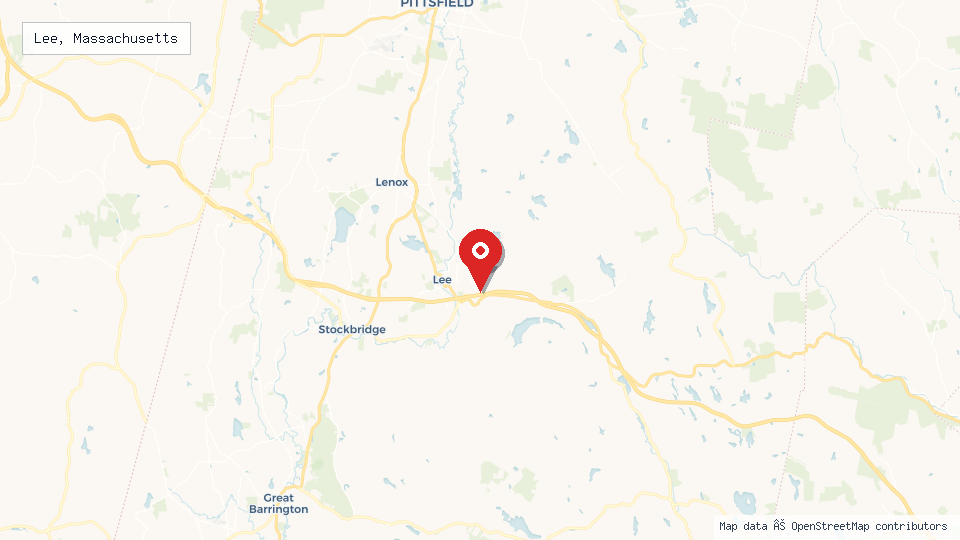 Street map of Lee, Massachusetts with location pin