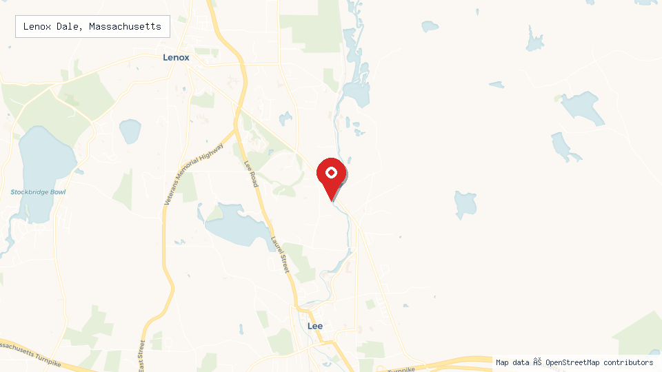 Street map of Lenox Dale, Massachusetts with location pin