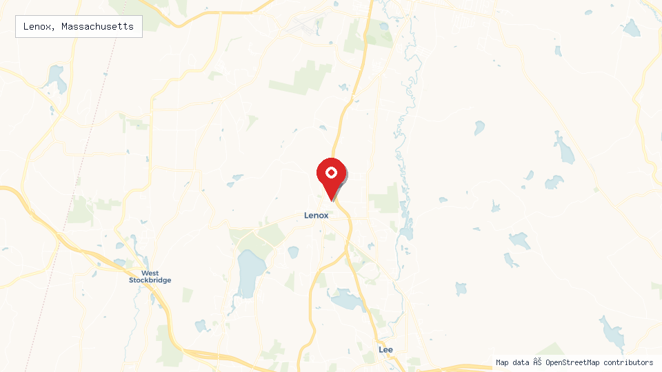 Street map of Lenox, Massachusetts with location pin