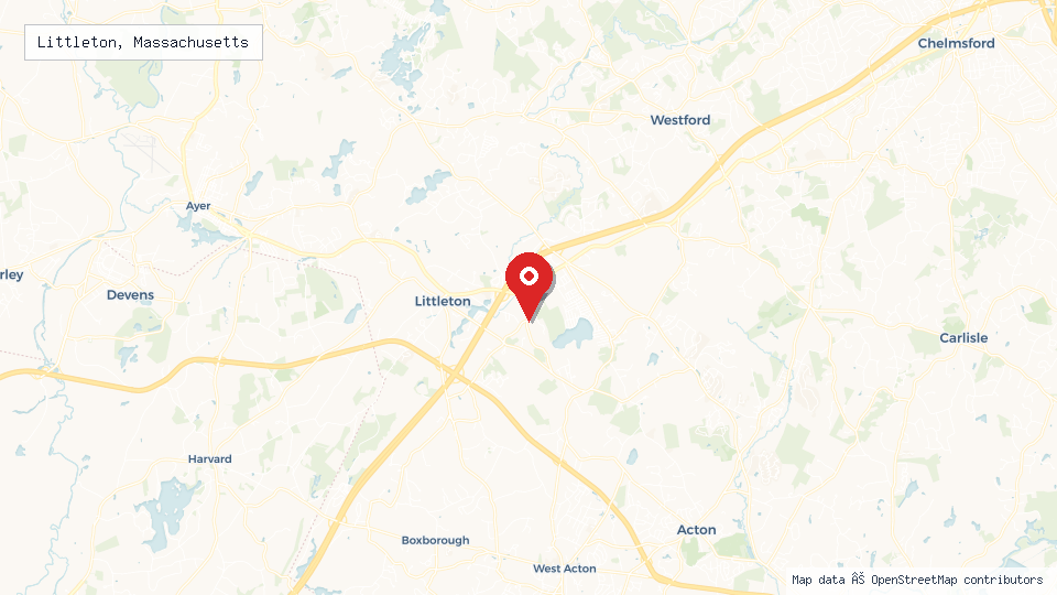 Street map of Littleton, Massachusetts with location pin