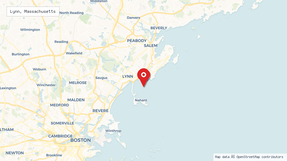 Street map of Lynn, Massachusetts with location pin