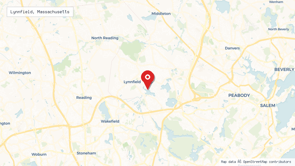 Street map of Lynnfield, Massachusetts with location pin