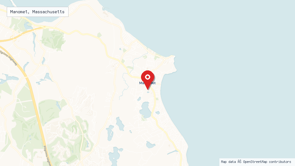 Street map of Manomet, Massachusetts with location pin