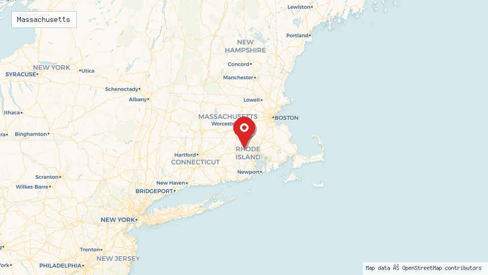 Street map of Massachusetts with location pin